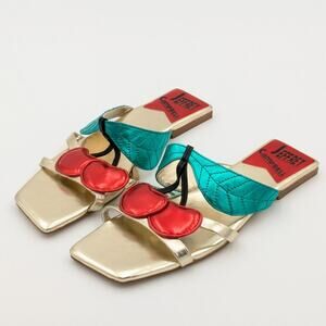 Jeffrey Campbell Cereza Slide Sandals Gold Multi women's size 8 US